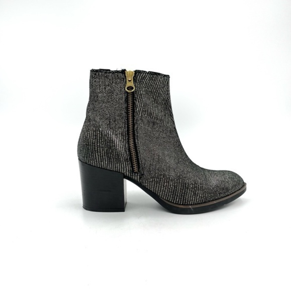 Eric Michael Snake Skin Silver Pewter Leather Heeled Ankle Boots Size 37